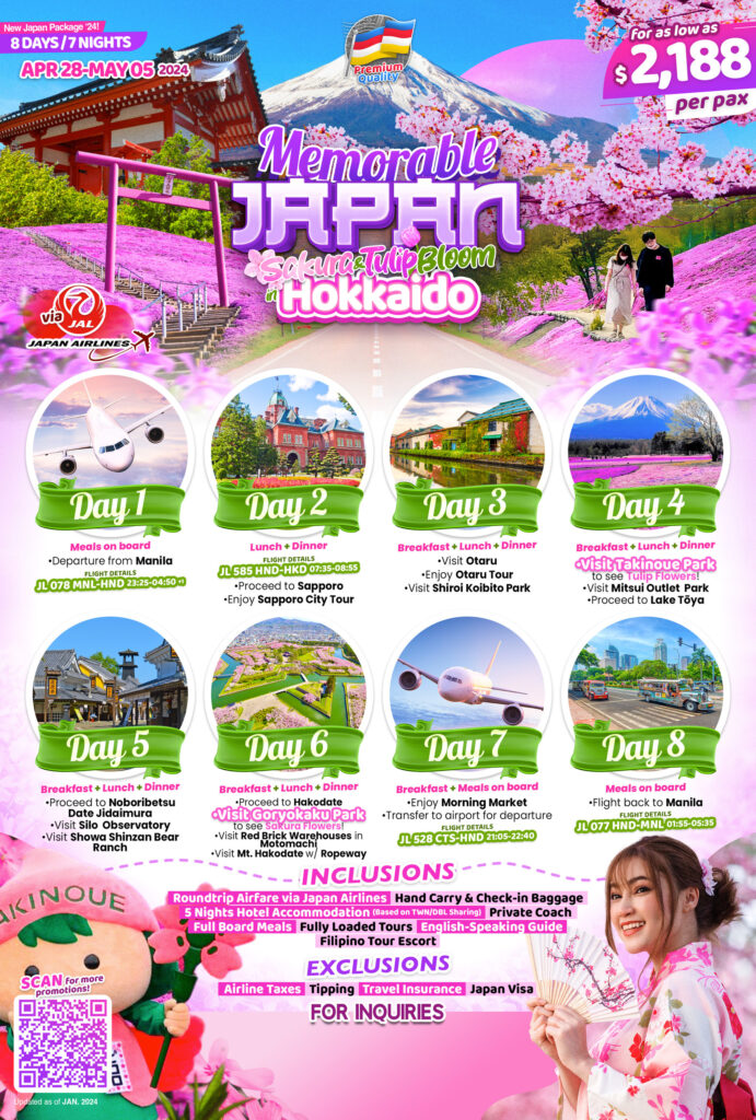 JAPAN (Memorable Japan_Sakura-Tulip Bloom in Hokkaido) 2024